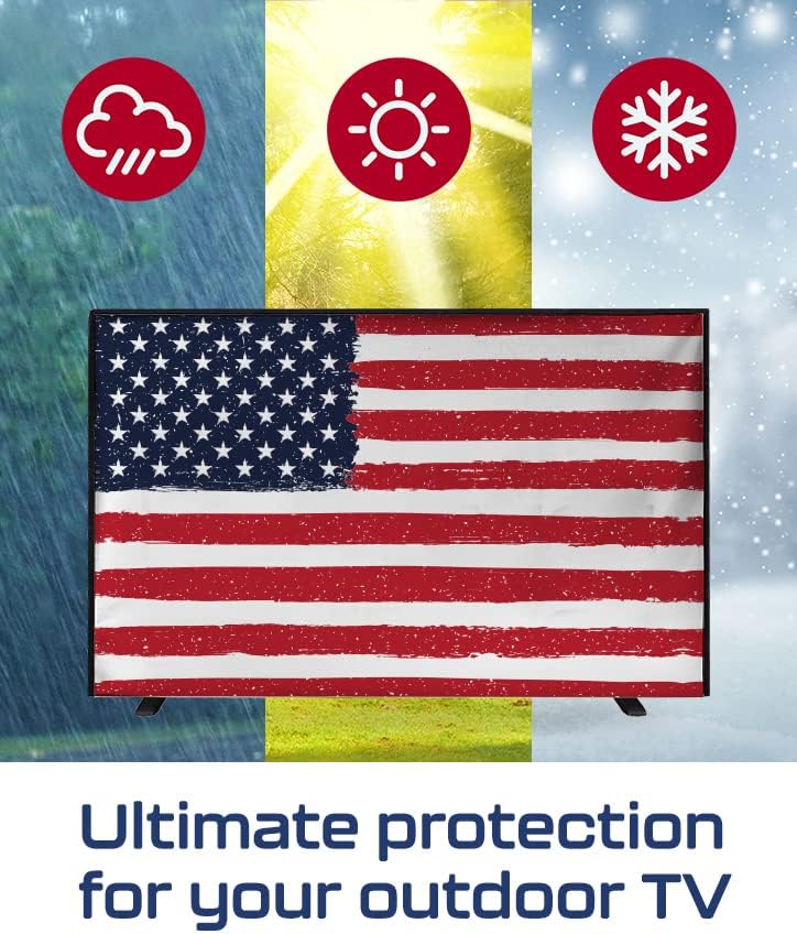 Garnetics Outdoor TV Cover 85 Inch – Waterproof, Weatherproof TV Enclosures with Smart Shield Screen Protectors, Ideal for Outdoor Use, Moving, and Storage - US Flag - Image 4